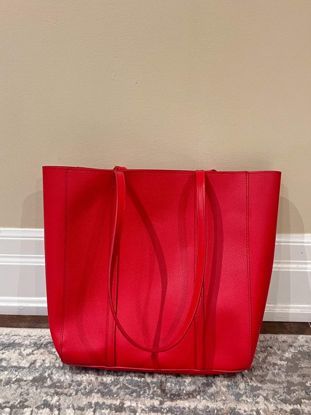 Red Leather Tote Bag
